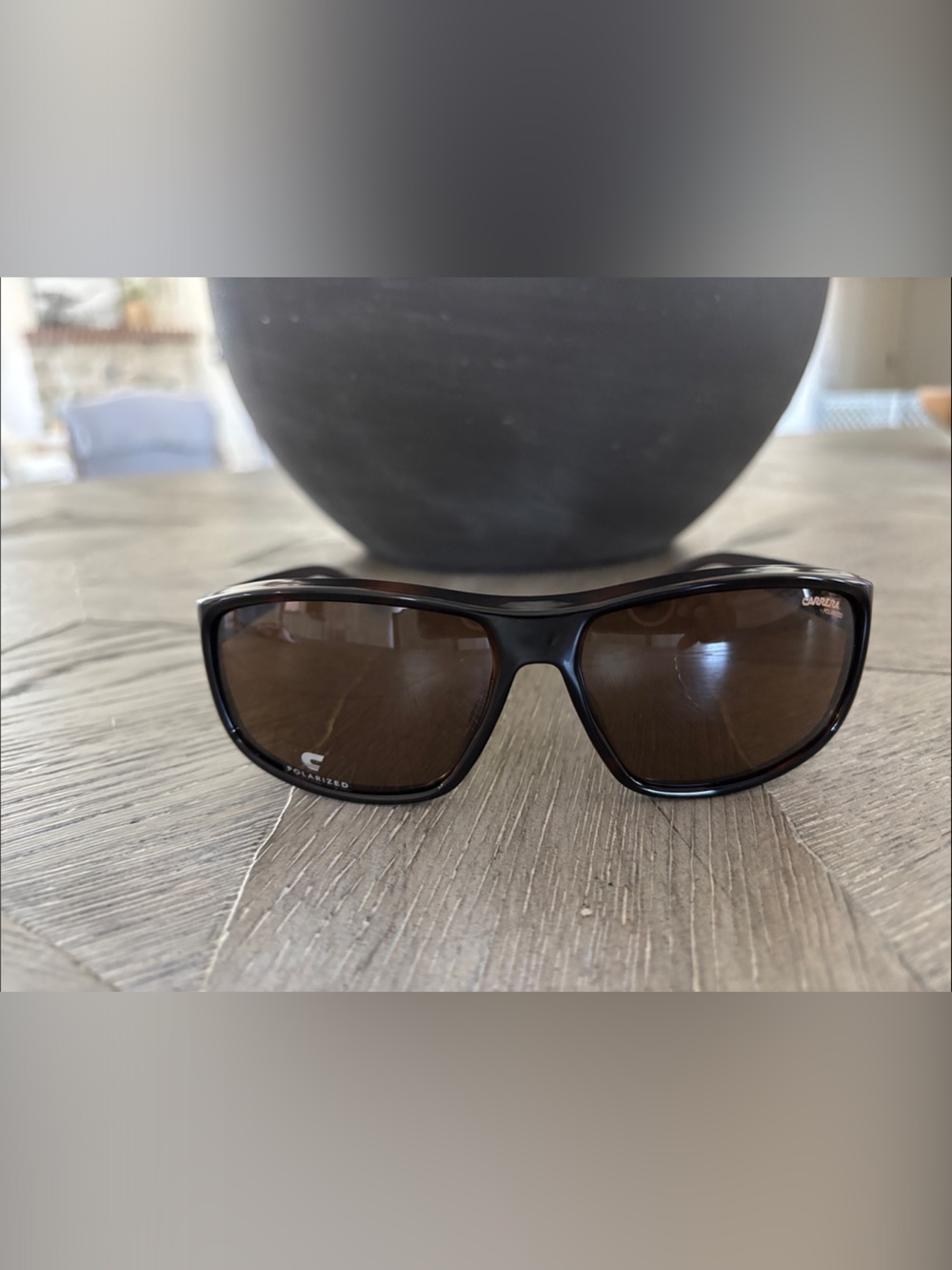 Carrera Black Frame Sunglasses with Brown Lenses